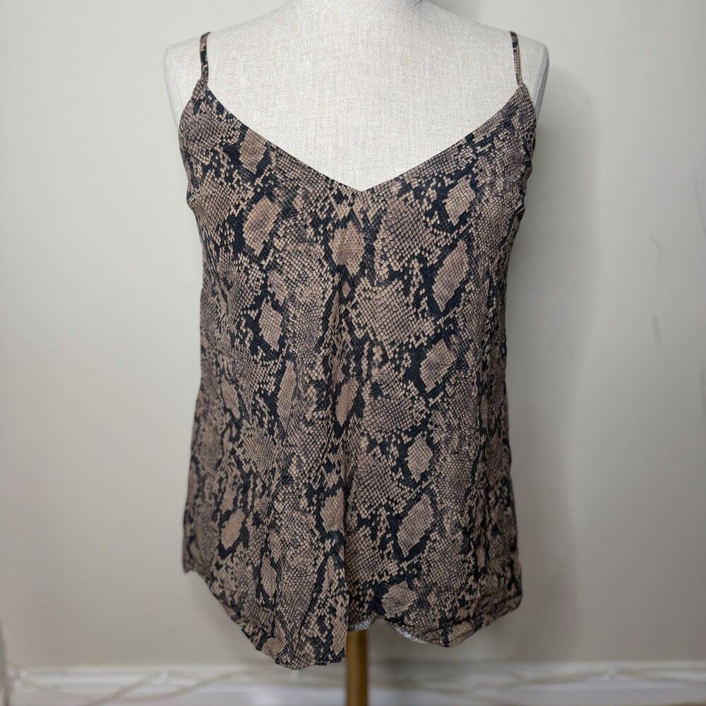 FRAME Classic Snake Print Silk Camisole In Chocolate Multi XS EUC Mobwife Femme